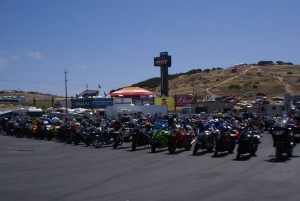 The many, many motorcycles that get ridden to Mazda Raceway.