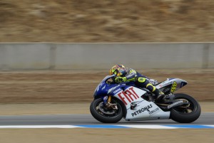 Valentino Rossi, coming out of Turn 10 in the practice session.